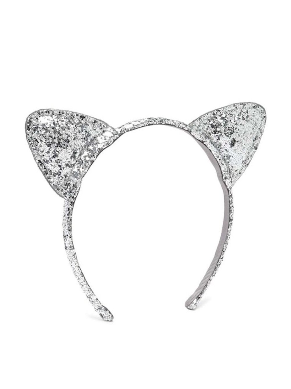 Forever 21 Headband Silver Sequin Puffy Cat Kitty Ears One Size NNT